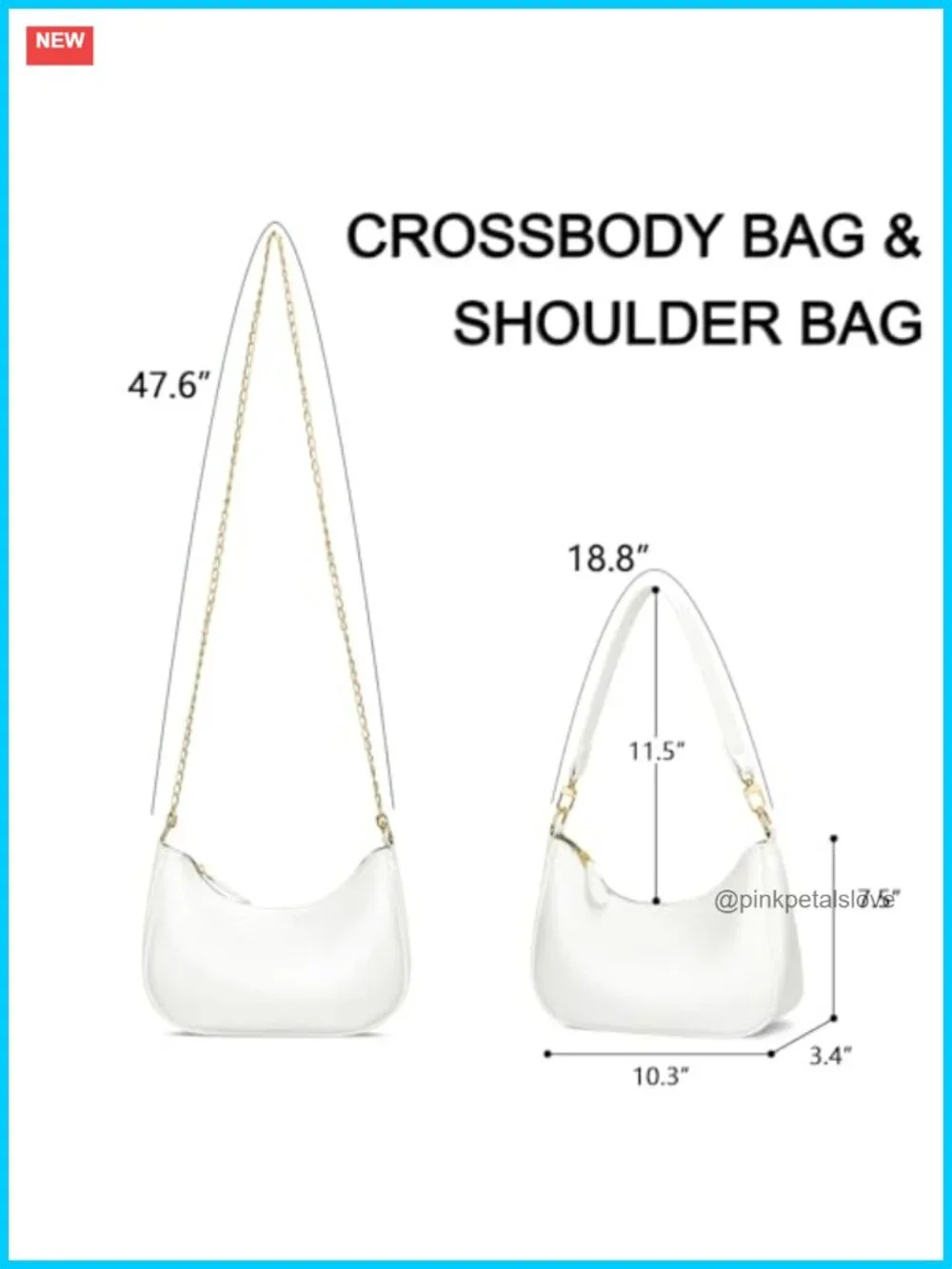 PU Leather Hobo Shoulder Bag with Detachable Chain Strap